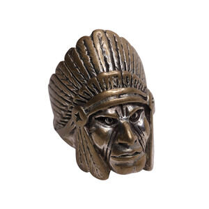 Vintage G&S Stainless 1985 Indian Chief Native American Biker Ring Size 12